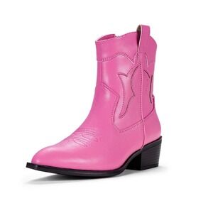 NEW Barbie Pink Cowboy Ankle Boots Size 7 Western Pointed Toe Festival